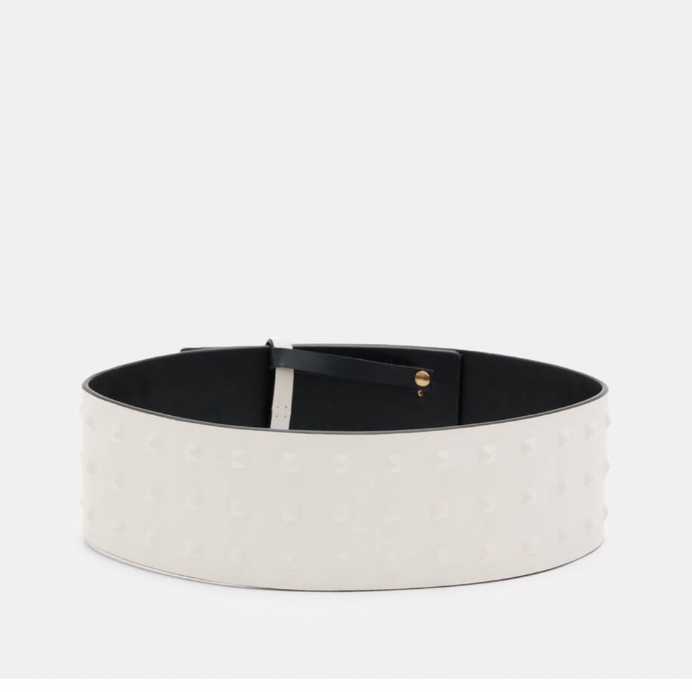White Studded Women's Belt